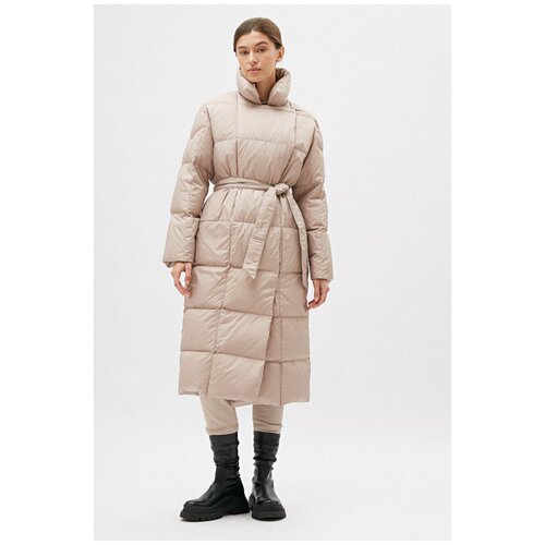 фото Пуховое пальто прямого силуэта wdl 210501 бежевый 48 conso wear