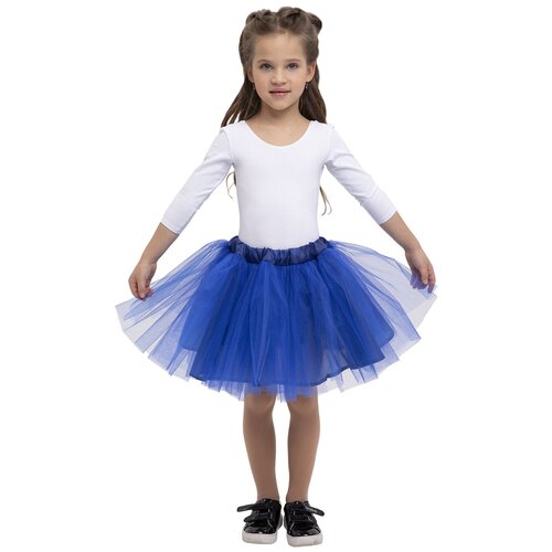 фото Школьная юбка-пачка вестифика, с поясом на резинке, миди, размер 30, синий
