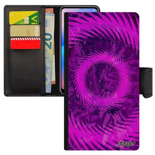 фото Ударопрочный чехол книжка на телефон // xiaomi mi 8 // "мандала спираль" кольцо узор, utaupia, фуксия