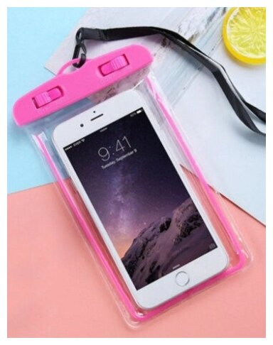 Водонепроницаемый непромокаемый герметичный чехол для телефона до 6.7 дюймов розовый