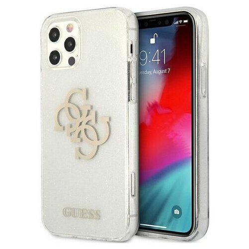 фото Чехол cg mobile guess tpu 4g big logo hard для iphone 12 pro max, цвет блестящий прозрачный (guhcp12lpcugl4gtr)