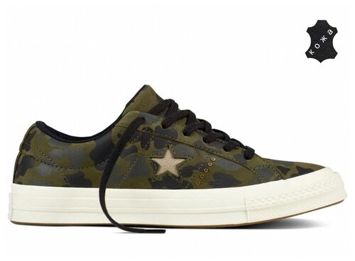 Кеды Converse One Star, демисезонные, повседневные, натуральная кожа, размер 5US (35EU), зеленый