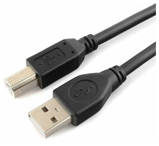 Кабель USB2.0 Am-Bm Cablexpert CCP-USB2-AMBM-15, позолоченный контакты, черный - 4.5 метра