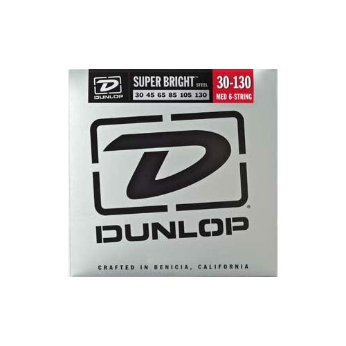 фото Dunlop super bright steel dbsbs30130 струны для 6 струнной бас-гитары, light, 30-130
