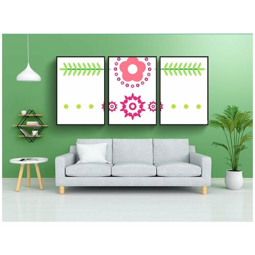 фото Набор модулных постеров для интерьера "цветочные границы, границы, цветочный" 60x90 см. в тубусе, без рамки lotsprints