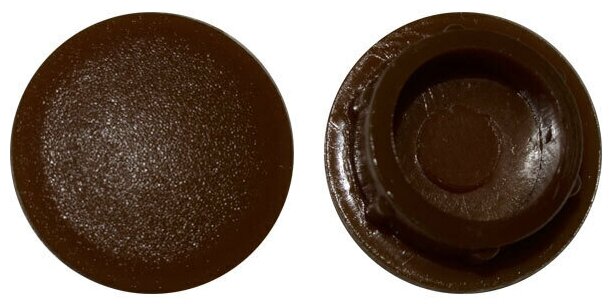 Пластиковая заглушка под отверстие диаметром 12 мм темно коричневого цвета с диаметром шляпки 15 мм (30шт)