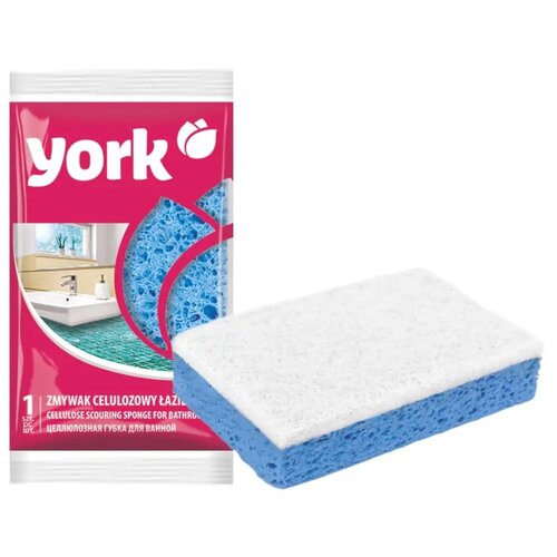 Губка для мытья ванной комнаты York целлюлозная, синий/белый