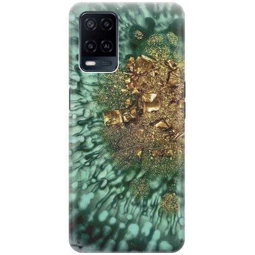 фото Силиконовый чехол на oppo a54 / оппо а54 с принтом "золото и изумрудные краски gosso