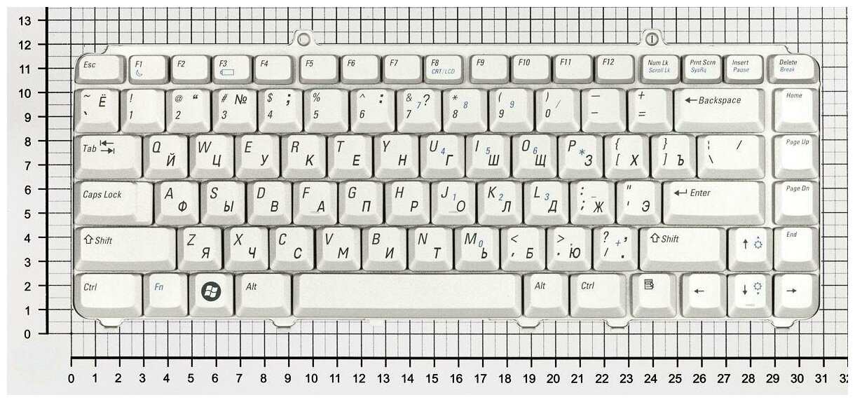 Клавиатура для ноутбука Dell 9J N9382 A01 русская серебристая