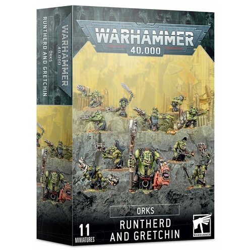 Набор миниатюр для настольной игры Warhammer 40000 - Ork Runtherd and Gretchin