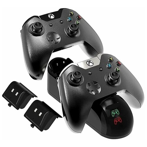 dobe зарядная док станция для 2x геймпадов xboxone tyx 19006x черный 1 шт Зарядная станция Stand для 2-х геймпадов (джойстиков) Xbox one со световым индикатором +USB кабель+ 2 аккумулятора 1200mAh, черный цвет