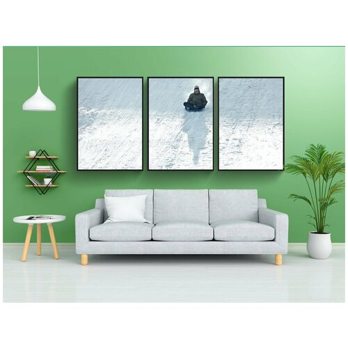 фото Набор модулных постеров для интерьера "зима, сани, на санях" 60x90 см. в тубусе, без рамки lotsprints