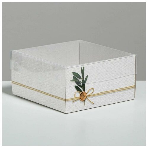 Коробка для кондитерских изделий с PVC крышкой «Эко», 12 х 6 х 11,5 см