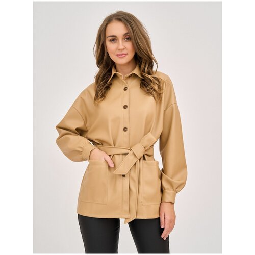 фото Рубашка женская кожаная olya stoff, жакет из экокожи со спущенным плечом olya stoforandova