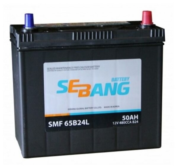 Аккумулятор SEBANG 50 Ач SMF 65B24L обратной полярности 238x129x225 Азия тонкие клеммы