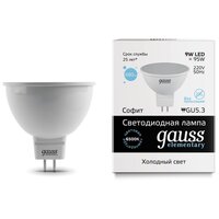 Лампа светодиодная gauss Elementary 13539, GU5.3, MR16, 9 Вт, 6500 К