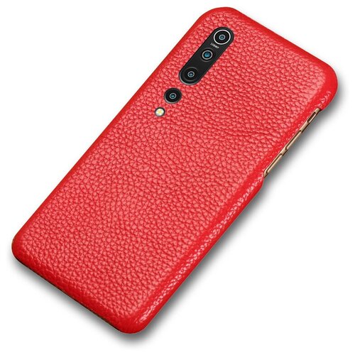 фото Чехол-бампер-накладка mypads premium на xiaomi mi 10/xiaomi mi 10 pro роскошная премиальная задняя пластиковая панель-крышка обтянутая качественной импортной натуральной кожей теленка красная
