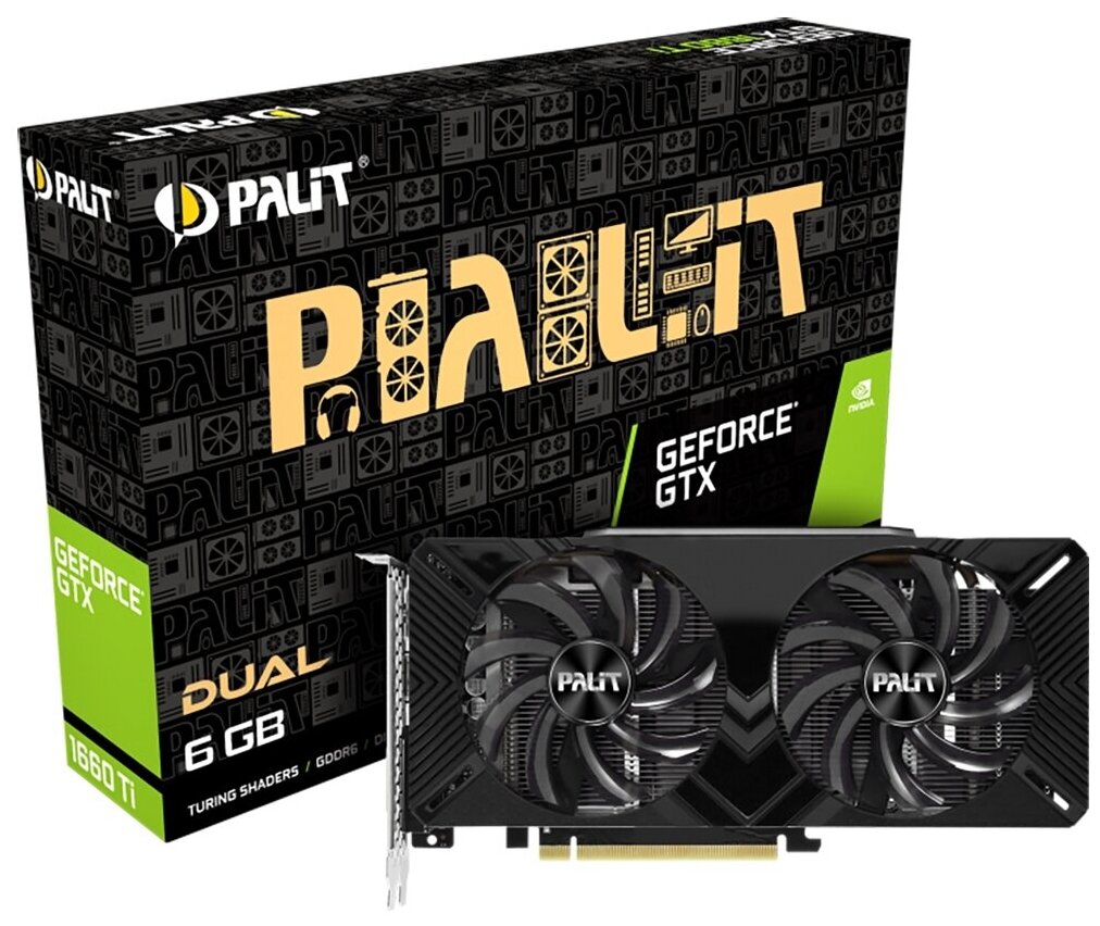 Видеокарта 6 Gb Palit GeForce GTX 1660 Ti Dual (NE6166T018J9-1160L) RTL