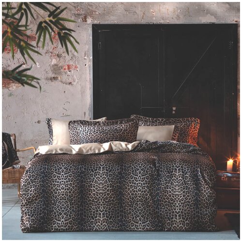 фото Комплект постельного белья tivolyo home leopard жатка (евро)