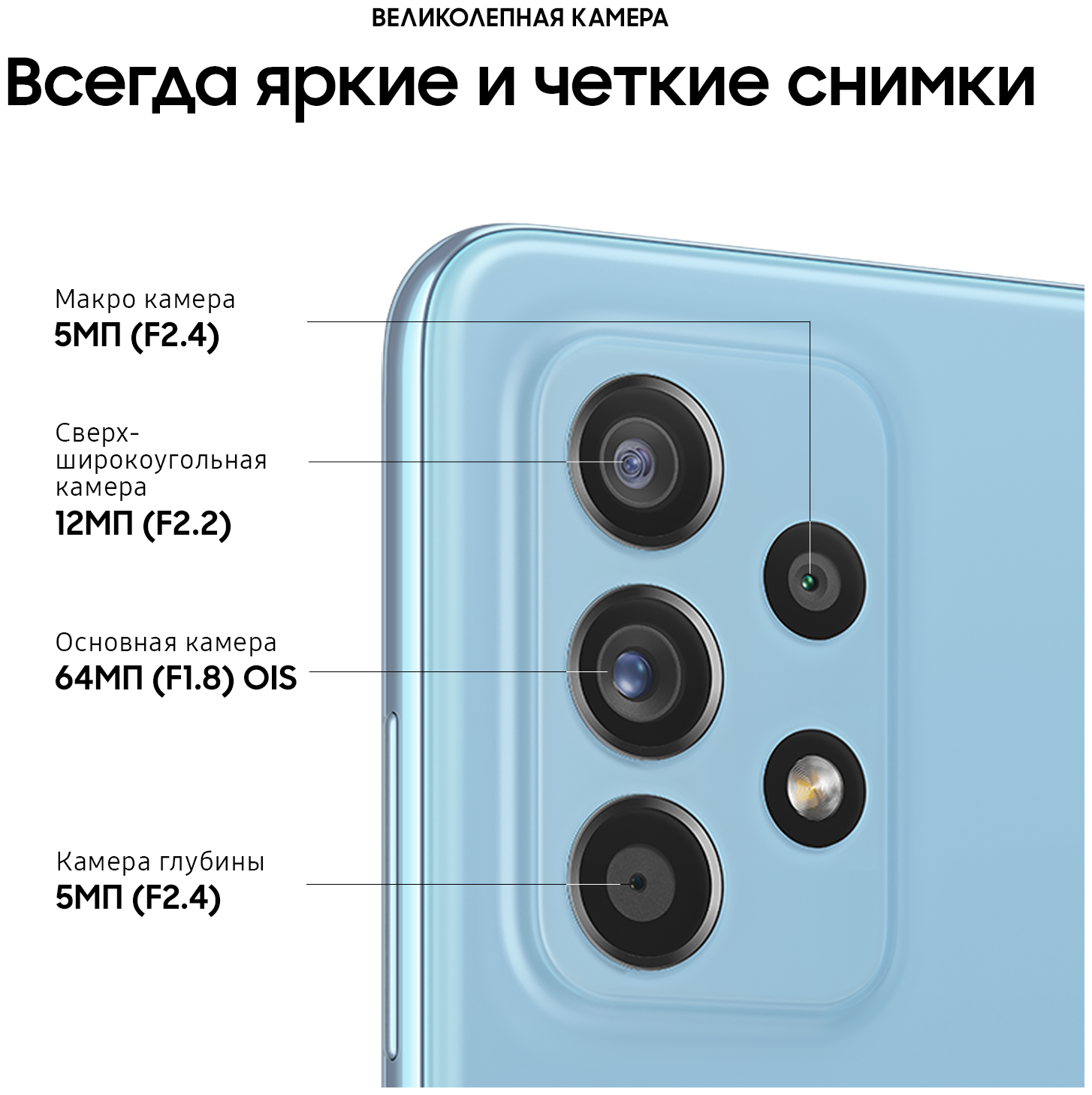 Мобильный телефон Samsung Смартфон Samsung A52 Sm-a525f 8/256Gb (sm-a525fzbiser) голубой .