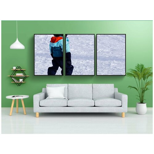 фото Набор модулных постеров для интерьера "снег, зима, удовольствие" 60x90 см. в тубусе, без рамки lotsprints