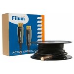 Кабель интерфейсный HDMI Filum FL-AOC-HDMI2.0-20M активный, оптический, 20 м, 4K/60HZ, v.2.0, ARC, 19M/19M, черный, коробка - изображение