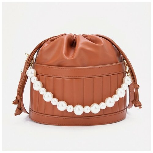 фото Сумка кросс-боди, отдел на шнурке, цвет коричневый нет бренда