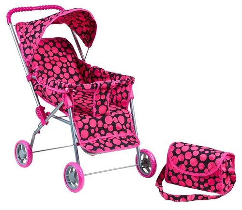 Прогулочная коляска Buggy Boom Mixy (8026) с сумкой черный/розовый горох