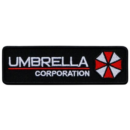 Нашивка (шеврон, патч) на липучке, Стежкофф, Umbrella corporation , черный кант, 12,5х3,8 см, 1 штука нашивка шеврон патч на липучке стежкофф umbrella corporation красный кант 8 5 см 1 штука