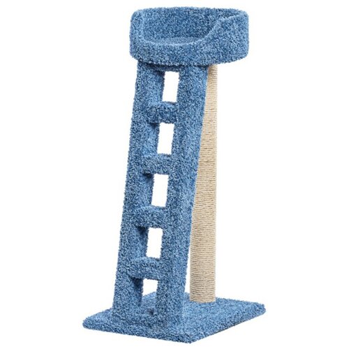 Когтеточка Лежанка с лестницей Пушок ковролин синяя (1 шт) лежанка с лестницей когтеточка пушок для кошек серого цвета