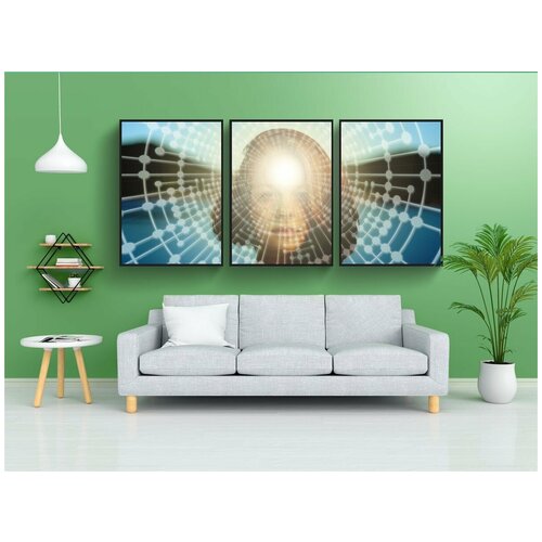 фото Набор модулных постеров для интерьера "женщина, лицо, связь" 60x90 см. в тубусе, без рамки lotsprints