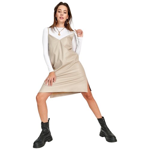 фото Платье-сарафан кожаный на бретелях georgette