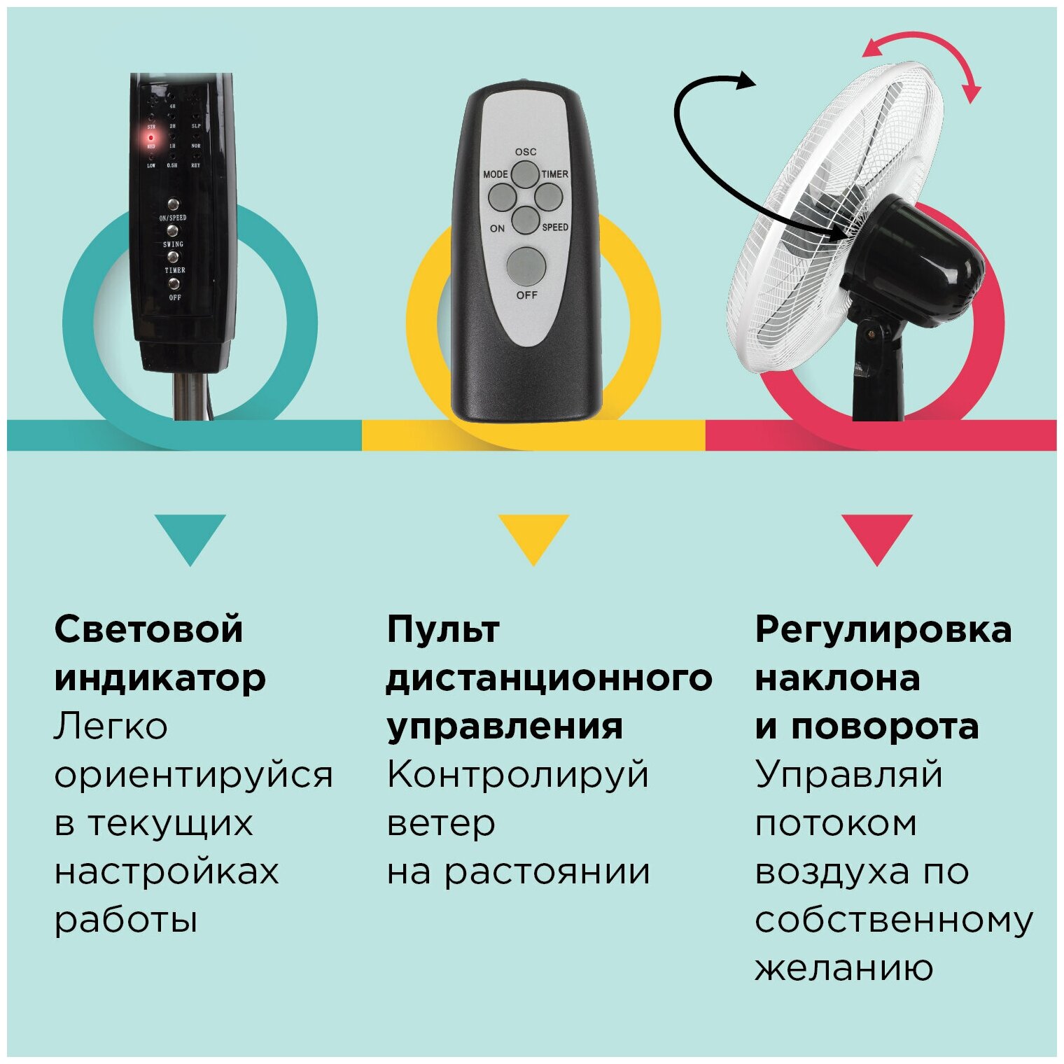 Вентилятор напольный, 3 режима, пульт ДУ, SONNEN TF-45W-40-520, d=40 см, 45 Вт, белый, 454788 - фотография № 6