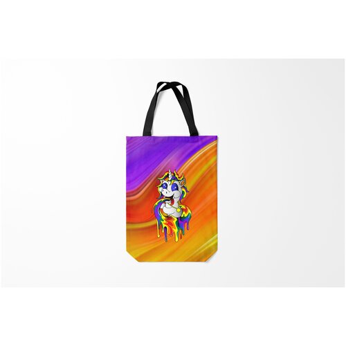 фото Сумка-шоппер / 31х42 см / звери / единороги единорог unicorn rainbow z burnettie