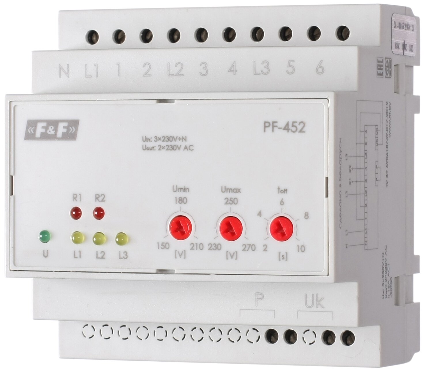 Реле контроля фаз F&F PF-452