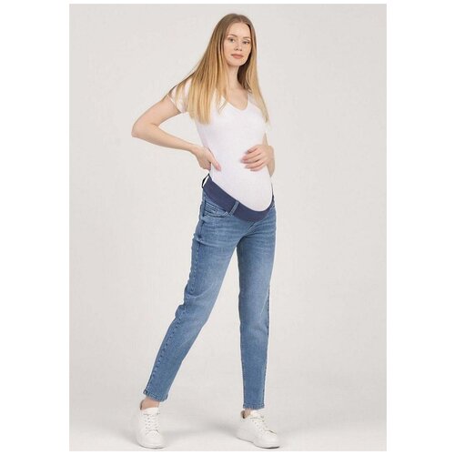 фото Джинсы euromama 1406 зауженные под живот синие для беременных (м)