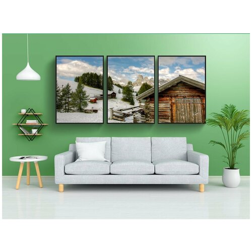 фото Набор модулных постеров для интерьера "pralongia, зима, доломиты" 60x90 см. в тубусе, без рамки lotsprints