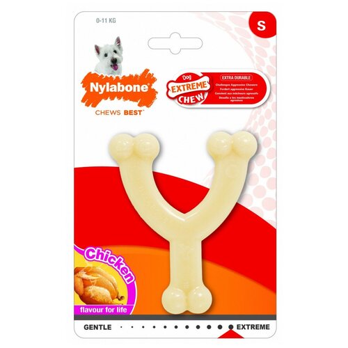 Nylabone косточка-рогатка, экстра-жесткая, аромат курицы, S, Extreme Chew Wishbone