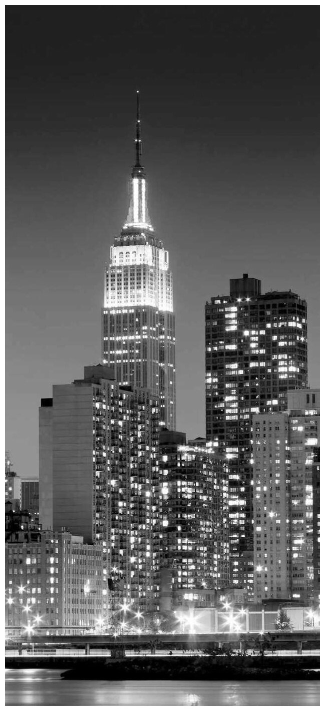 Самоклеящиеся фотообои "Вечерний Нью-Йорк", размер: 90x200 см, эффект: черно-белый