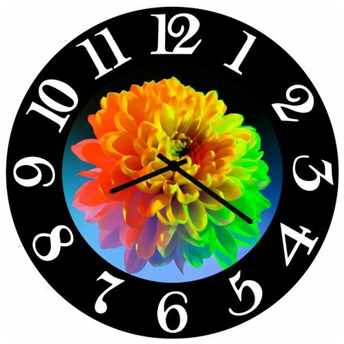 фото Svs настенные часы svs 3502604 пышный цветок в черной рамке