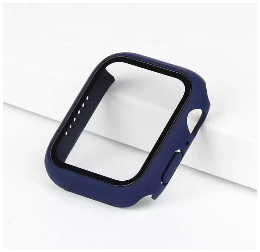 Чехол для Apple Watch 44mm со стеклом темно-синий