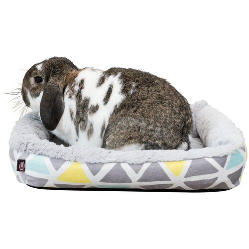Лежак с бортиком Bunny, плюш, 30 х 6 х 22 см, разноцветный/серый лежак с бортиком bunny плюш 38 х 7 х 25 см разноцветный серый trixie товары для животных 62803