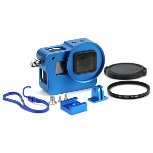 Противоударный алюминиевый металлический корпус MyPads для спортивной экшн-камеры GoPro HERO5/ 6/ 7 синий