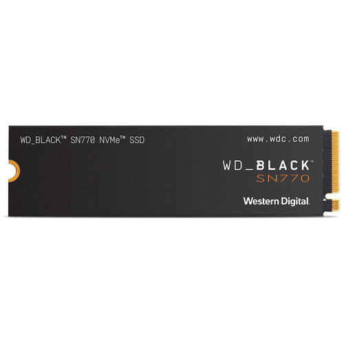 Твердотельный накопитель SSD Western Digital Black SN770 NVMe, 500GB, M.2(22x80mm), NVMe, PCIe 4.0 x4, 3D TLC, R/W 5000/4000MB/s, IOPs 460 000/800 000, TBW 300, DWPD 0.3 (12 мес.)