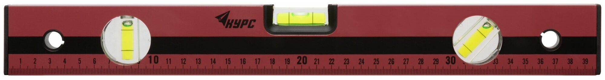 Уровень Курс "Оптима", 3 глазка, красный корпус, фрезерованная рабочая грань, шкала 400 мм