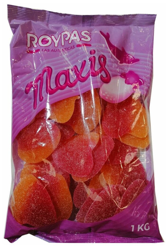 Мармелад жевательный ROYPAS Гигантские Сердца персиковые в сахаре 1 кг - фотография № 1