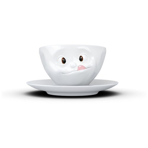 Tassen Чашка с карими глазами и красным язычком с мимикой 