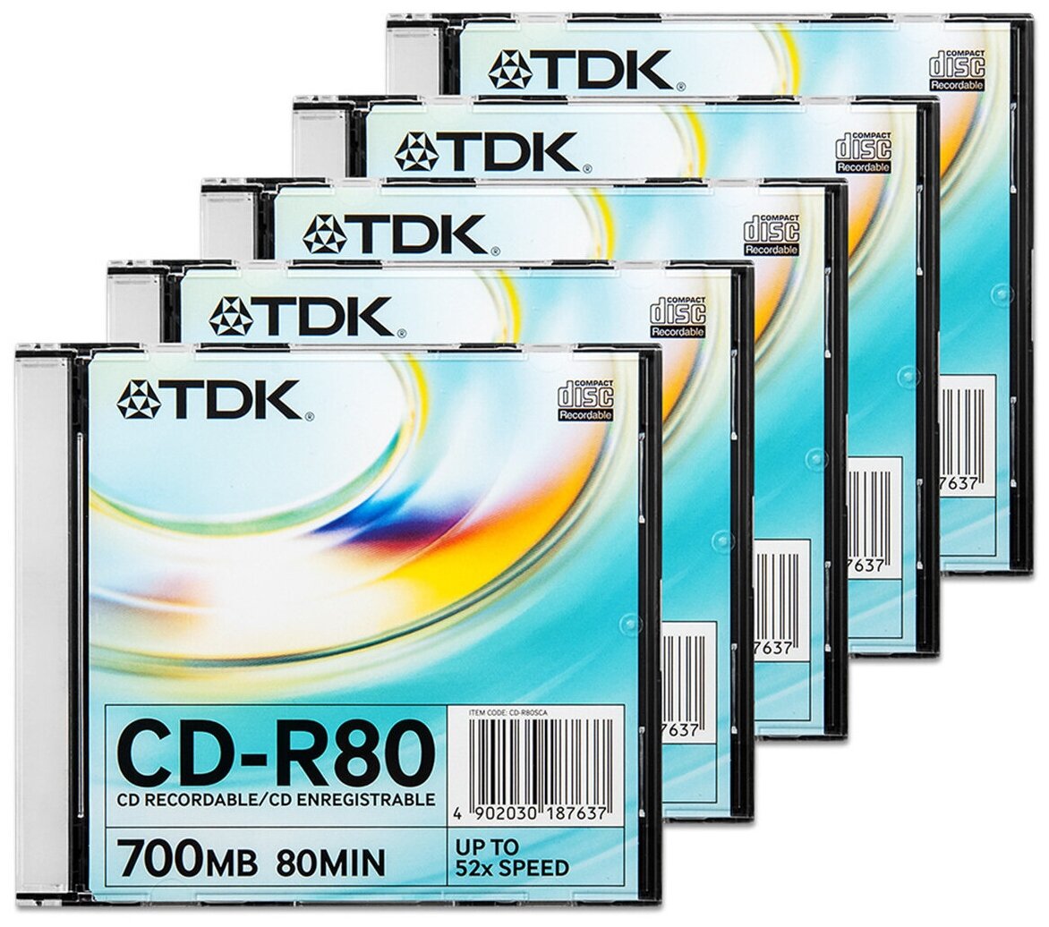 Диск TDK CD-R 700Mb 52x slim box