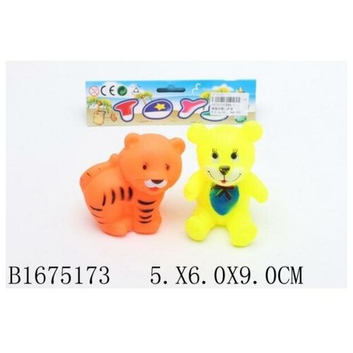 Набор из 2-х игрушек пластизоль для ванной звери, пищалка B1675173