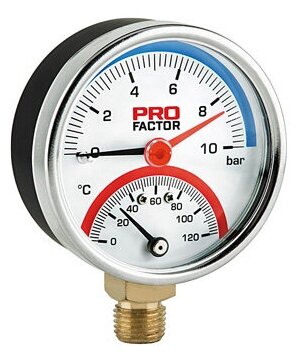 Термоманометр d63 мм радиальный 1/4" 6 bar; 0-120*C (1/100) шт PF SG 872-6